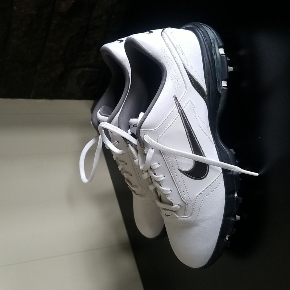 Nike Mens Air Rival Golf Shoes White Black 379214-191 Lace Up Low Top 8M